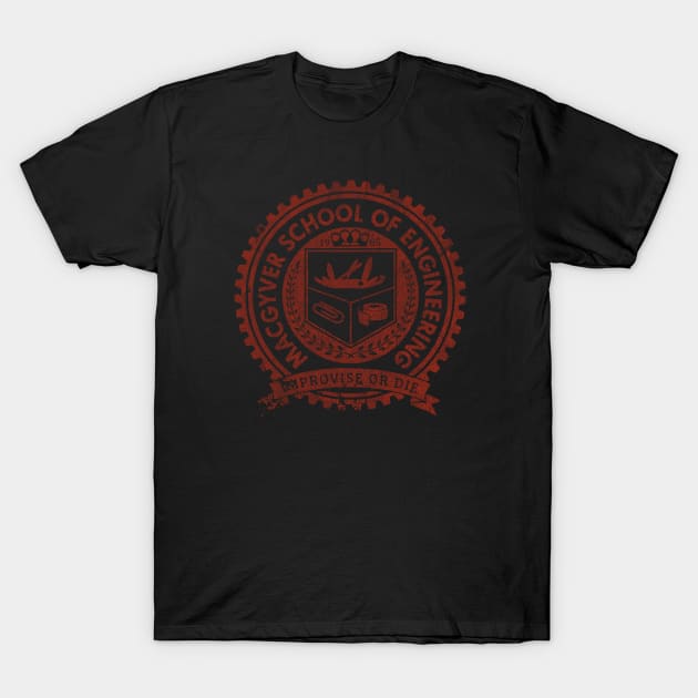 VINTAGE -  MacGyver School of Engineering Red T-Shirt by jandamuda99